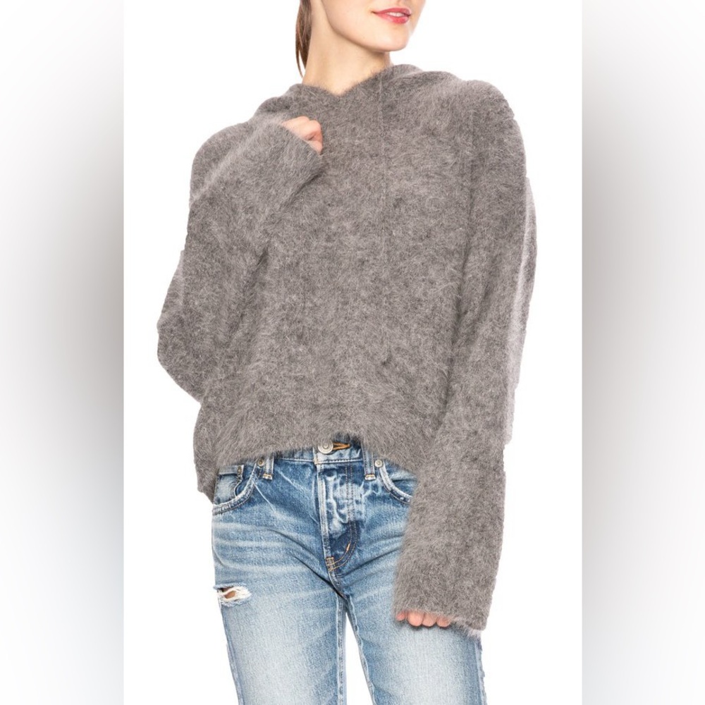 RtA Wool & Mohair Blend Hooded Sweater Gray - XS